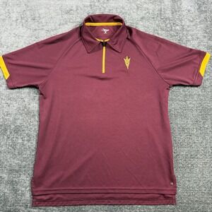 Chiliwear Arizona State Sun Devils Maroon Quarter-Zip Polo Shirt Men's‎ Size M